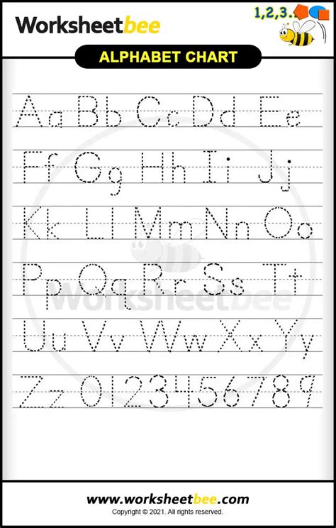 Printable Alphabet Chart For Kids A To Z Worksheet Bee