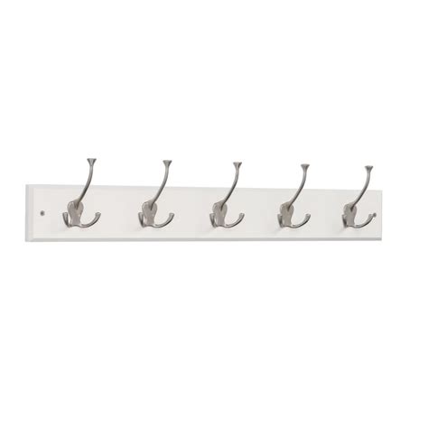 Liberty 27 In White And Satin Nickel Tri Hook Rack 129848 The Home Depot