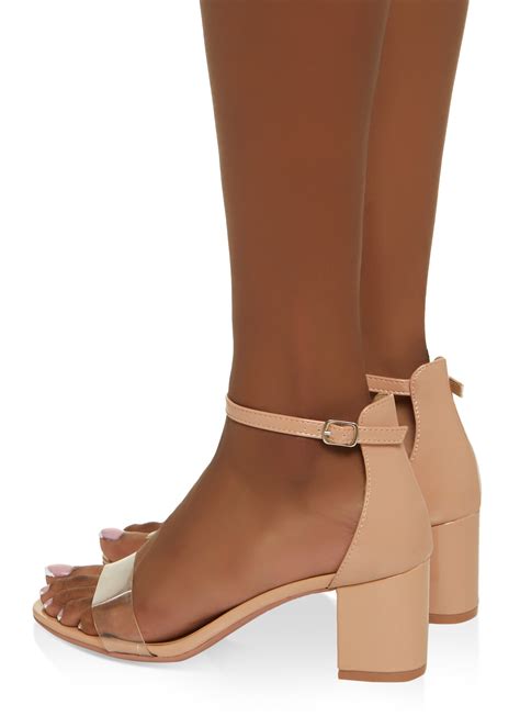 Single Band Ankle Strap Mid Heel Sandals