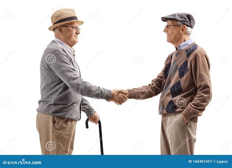 Elderly Men Shaking Hands Stock Image Image Of Caucasian 160487457