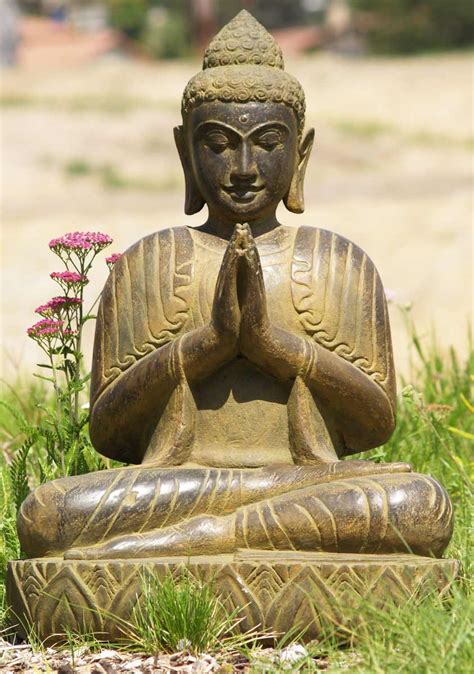 The second meaning, overcoming fear, is closely related to the first (since one who is receiving protection would be less fearful). SOLD Stone Garden Wai Buddha Statue 28" (#69ls48): Hindu ...