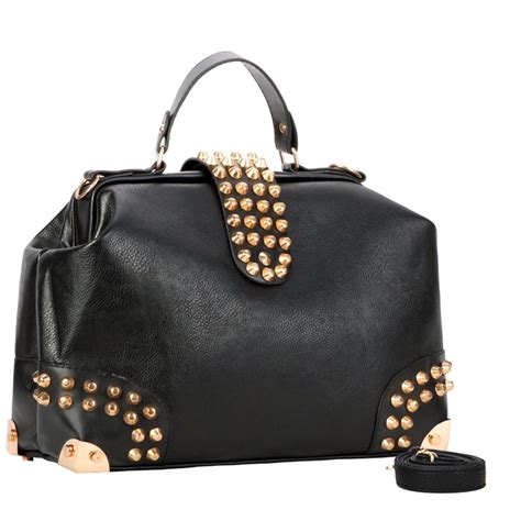 Mg Collection Gothic Studded Doctor Style Convertible Top Handle