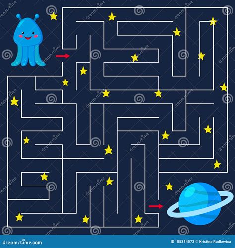 Maze Game For Kids Help The Cute Alien Find The Right Way To The
