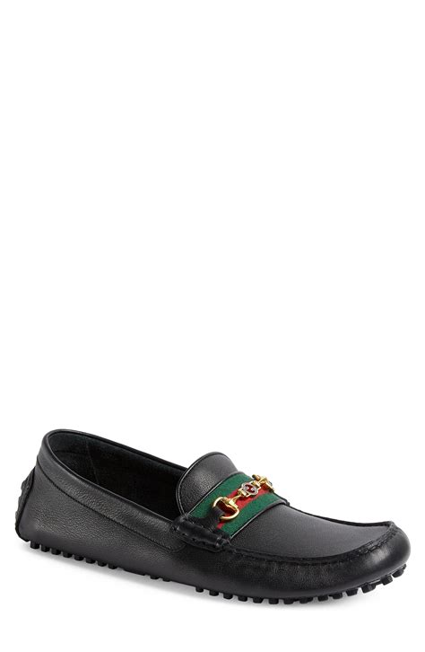 Gucci Leather Ayrton Horsebit Web Driving Loafer In Black For Men Lyst