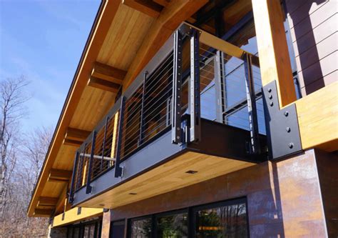 Modern Craftsman Chalet Cable Railings And Stairs Montagne Balcon