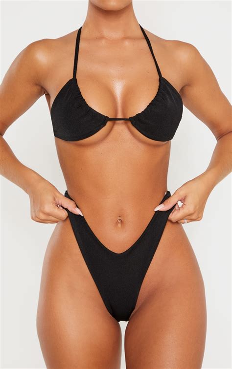 Black High Brazilian Bikini Bottom Swimwear Prettylittlething Aus