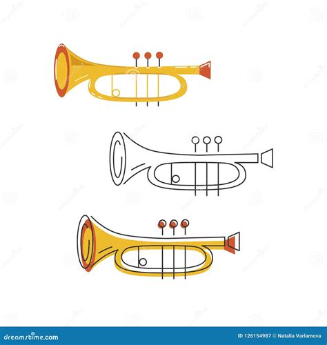 Vector Set With Icons Of Cornet Or Horn Stock Illustration