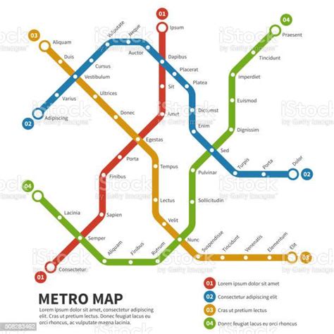 Kereta Bawah Tanah Peta Vektor Metro Templat Skema Transportasi Kota