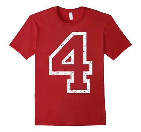 Huge Number 4 Four Distressed Collegiate Style T Shirt 4lvs