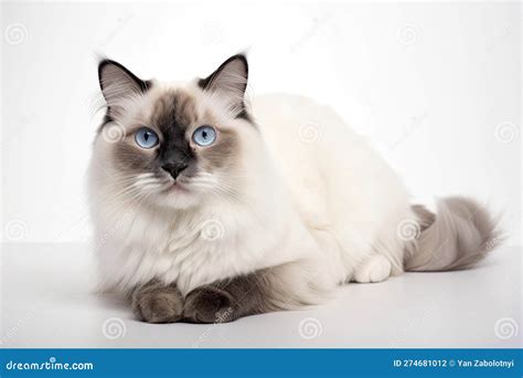 Ragdoll Cat On White Background Generative Ai Stock Illustration