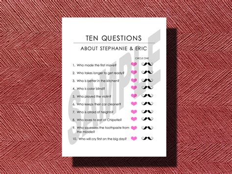 This groom also took the traditional route. Bridal Shower Game 10 Questions about the Bride and Groom ...