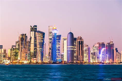 Doha Skyline At Sunset Qatar Royalty Free Image