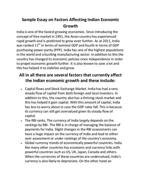 Sample Essay On Factors Affecting Indian Economic Growth