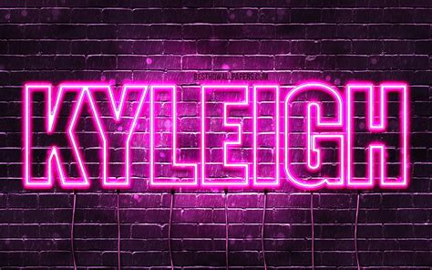 kyleigh with names female names kyleigh name purple neon lights horizontal text hd