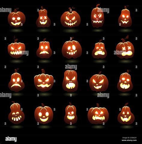 Halloween Pumpkins Cartoon Scary Carving Pumpkin Characters Angry