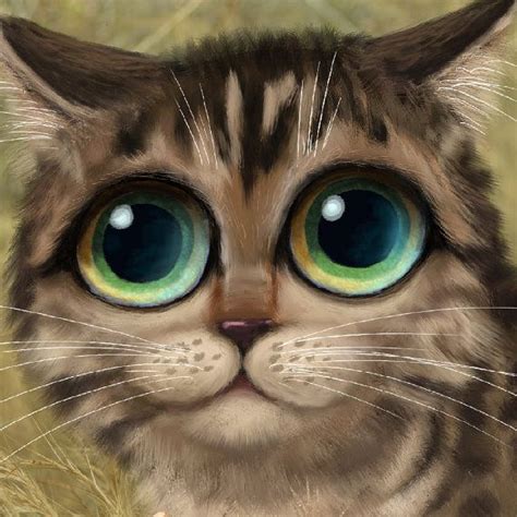 Keane Inspired Big Eyed Cat Print Jungle Art By