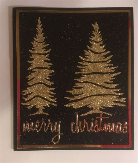 Gold Sparkle Medium Christmas Stencil Card Christmas Stencils