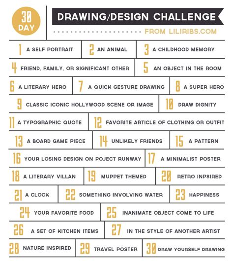 30 Day Drawing And Design Challenge By Liliribs On Deviantart