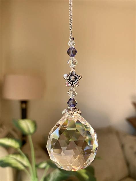 Light Purple Sun Catcher Crystal Prism Hanging Crystal Ball Etsy