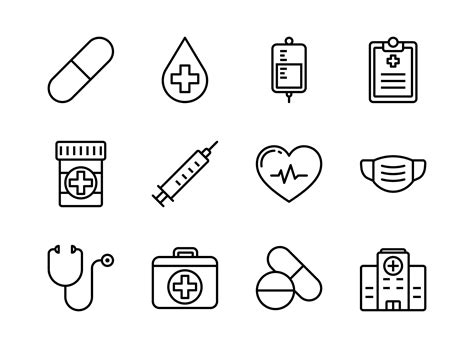 Medical And Healthcare Icon Set Outline Style 1858438 Vector Art At