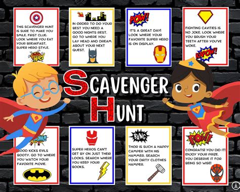 Superhero Scavenger Hunt Treasure Hunt Birthday Instant Etsy