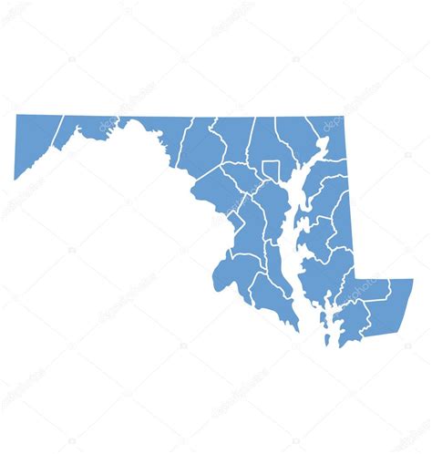 State Map Of Maryland By Counties Stock Vector By ©deskcube 10857633
