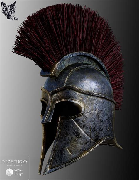 The spartan helmet can be found here. Download DAZ Studio 3 for FREE!: DAZ 3D - Spartan Armor for Genesis 3 and 8 Female
