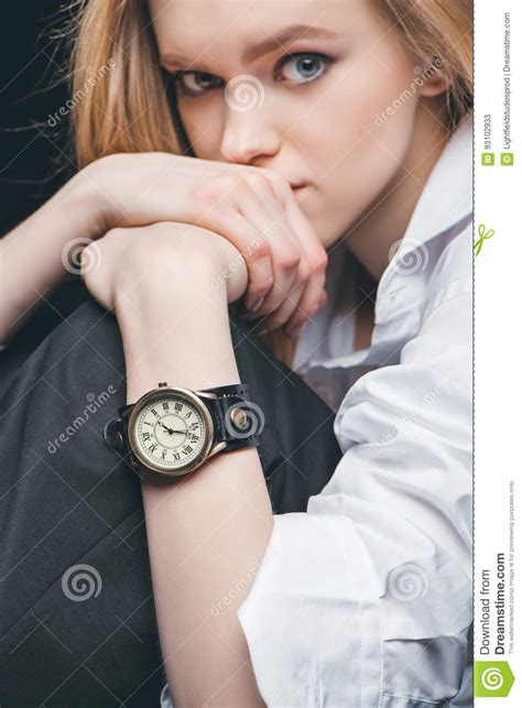 Girl With Vintage Watch On Hand Stock Image Image Of Girl Sensual