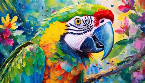 Colorful Parrot Painting Ultra Detailed Artwork With Vibrant Colors