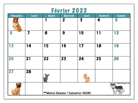 Calendriers Février 2022 à Imprimer Michel Zbinden Ca