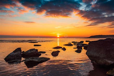 Colorful Sunrise On The Rocky Sea Coast Stock Photo Image Of Colorful