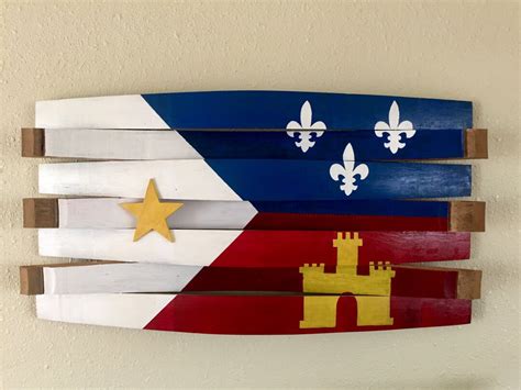 Acadian Wine Barrel Flag Wood Acadian Flag French Flag Etsy