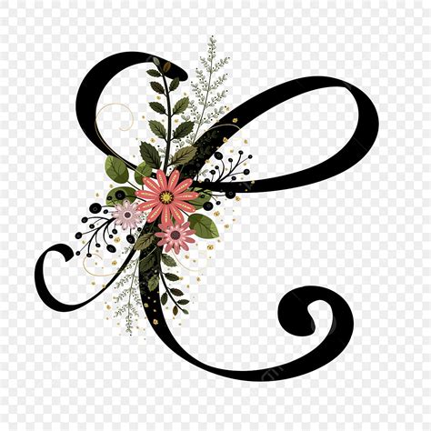 Letter C Monogram Clipart Vector Alphabet Letter C With Flowers And