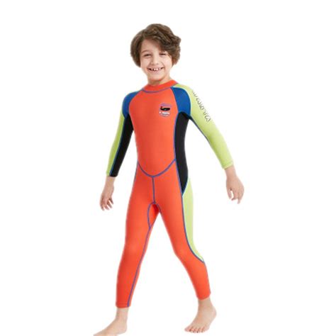 Childrens Diving Suit Siamese Long Sleeved Swimsuit Warm Sun