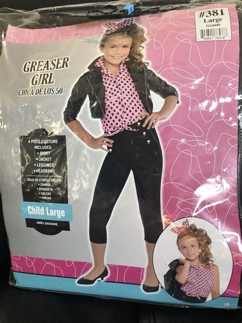 Greaser Girl Rockabilly Costume Girls 381 Size Large 14 16 Pink