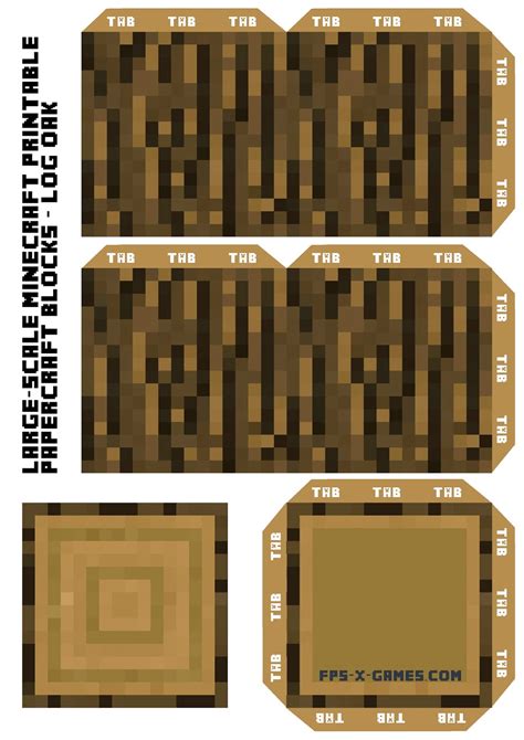 Larger Scale Minecraft Printable Block Collection Fpsxgames