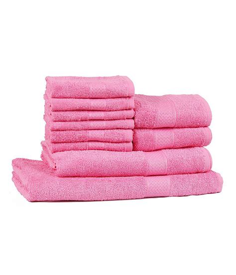 Trident Set Of 10 Cotton Towels Pink Buy Trident Set Of 10 Cotton