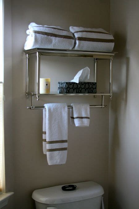 See more ideas about towel bar, bath hardware, towel. hand towel bar under floating shelves in bathroom - Google ...