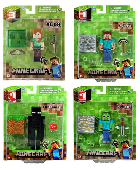 4x Official New Minecraft Overworld Series 1 Figures Alex Steve