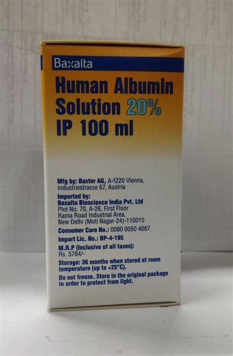 baxalta human albumin injection 20 100 ml baxter ag at rs 5764 box in pune