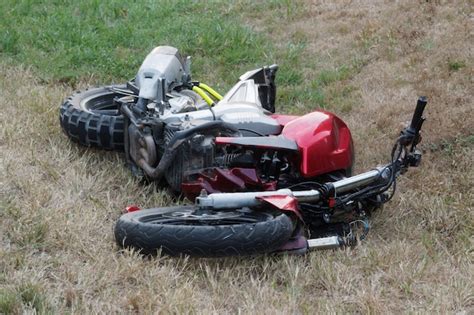 Premium Photo Motorcycle Accident With Motorcycle Fallen