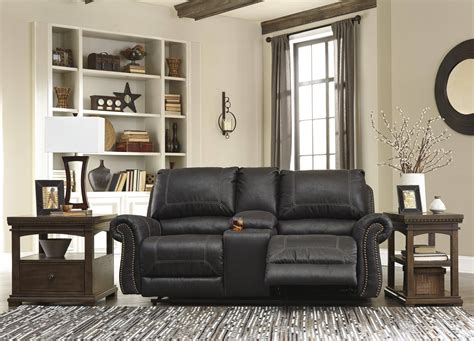 Ashley Milhaven 2 Piece Living Room Set In Black Non Power