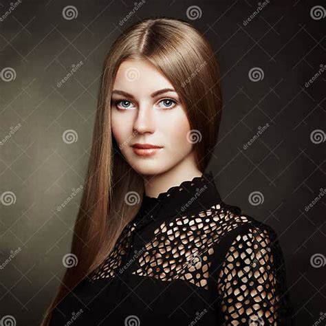 Fashion Portrait Of Elegant Woman With Magnificent Hair Stock Image
