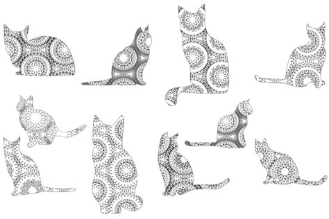 10 free cat mandala colouring pages - Craft with Cartwright