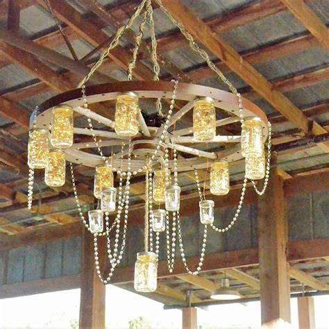 Wagon Wheel Mason Jar Chandelier Available To Rent Online