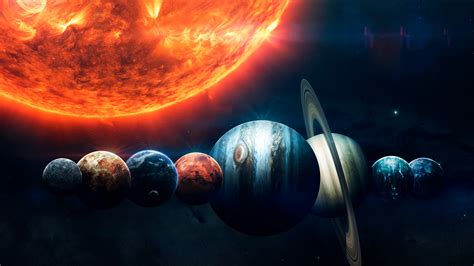 Solar System Wallpaper 4k Planets Sun Orange Stars