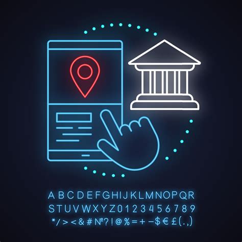 Gps App Neon Light Concept Icon Geolocation Idea Bank Or Courthouse