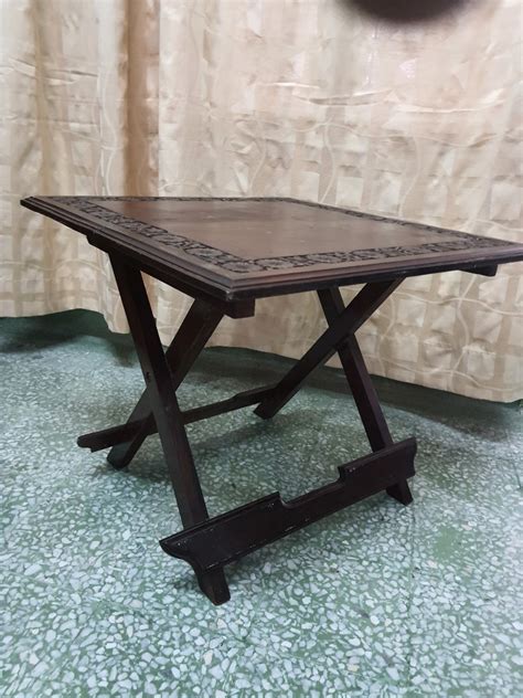 Vintage Sheesham Wood Foldable Side Table Furniture And Home Living