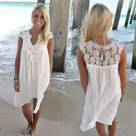 White Loose Beach Mini Dress Simply Adore