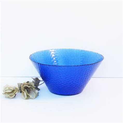 Cobalt Blue Glass Serving Bowl Arc France Vintage Glass Etsy Glass Serving Bowls Glass
